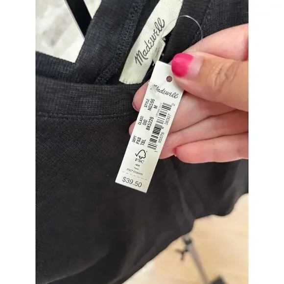 Madewell Women's True Black Supercrop V-Neck Tank Top Size M - Picture 5 of 5